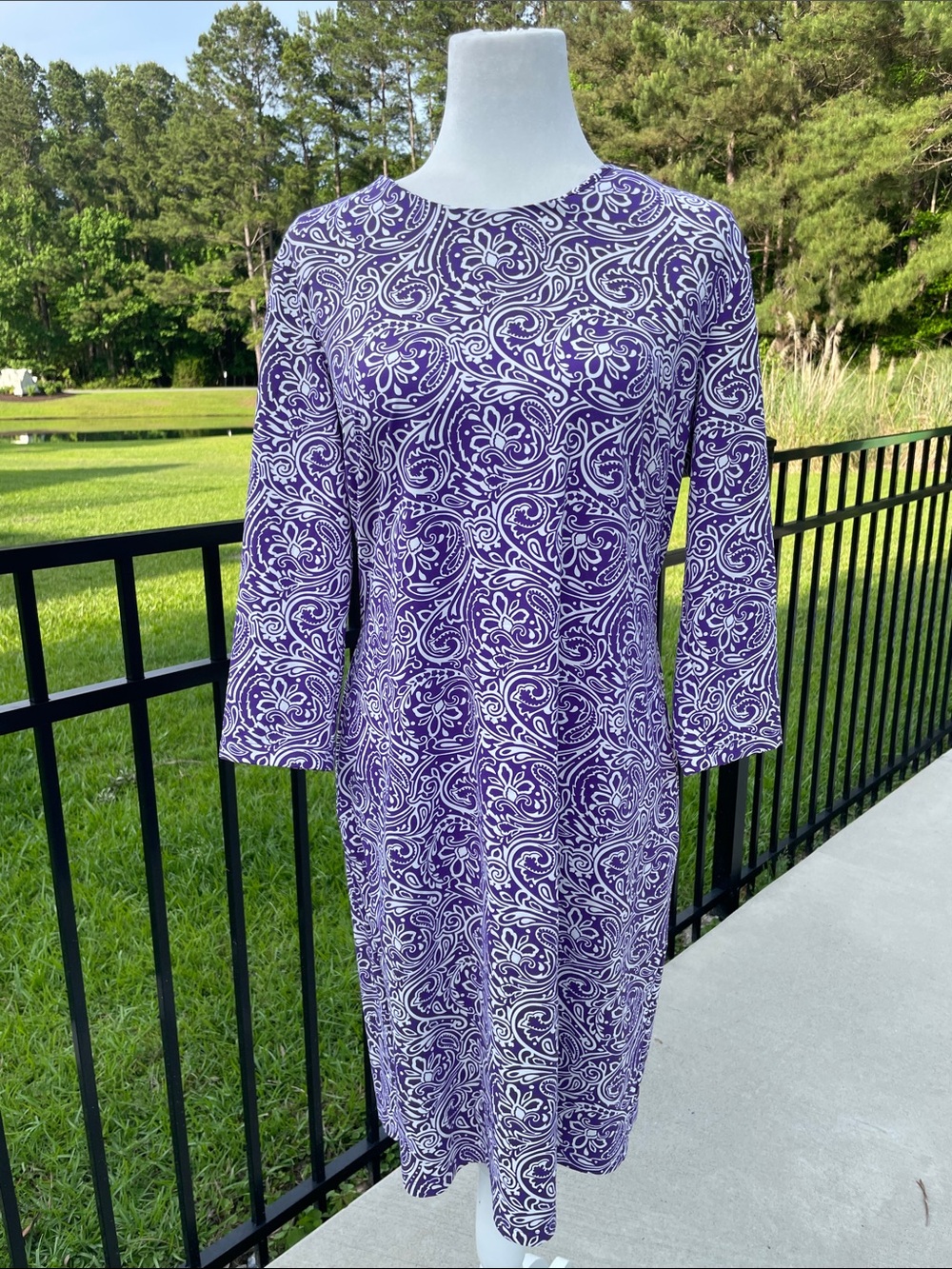 J. McLaughlin Purple and White Paisley Shift Dress